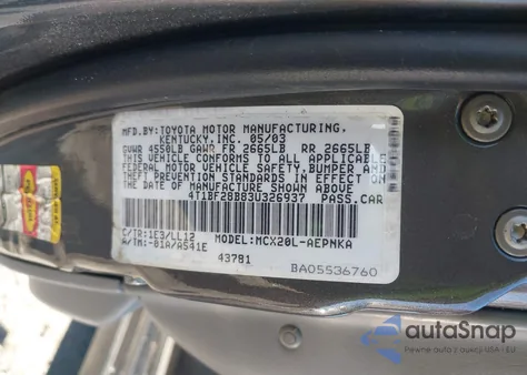 2003 Toyota Avalon Xl from USA, damaged, VIN 4T1BF28B83U326937